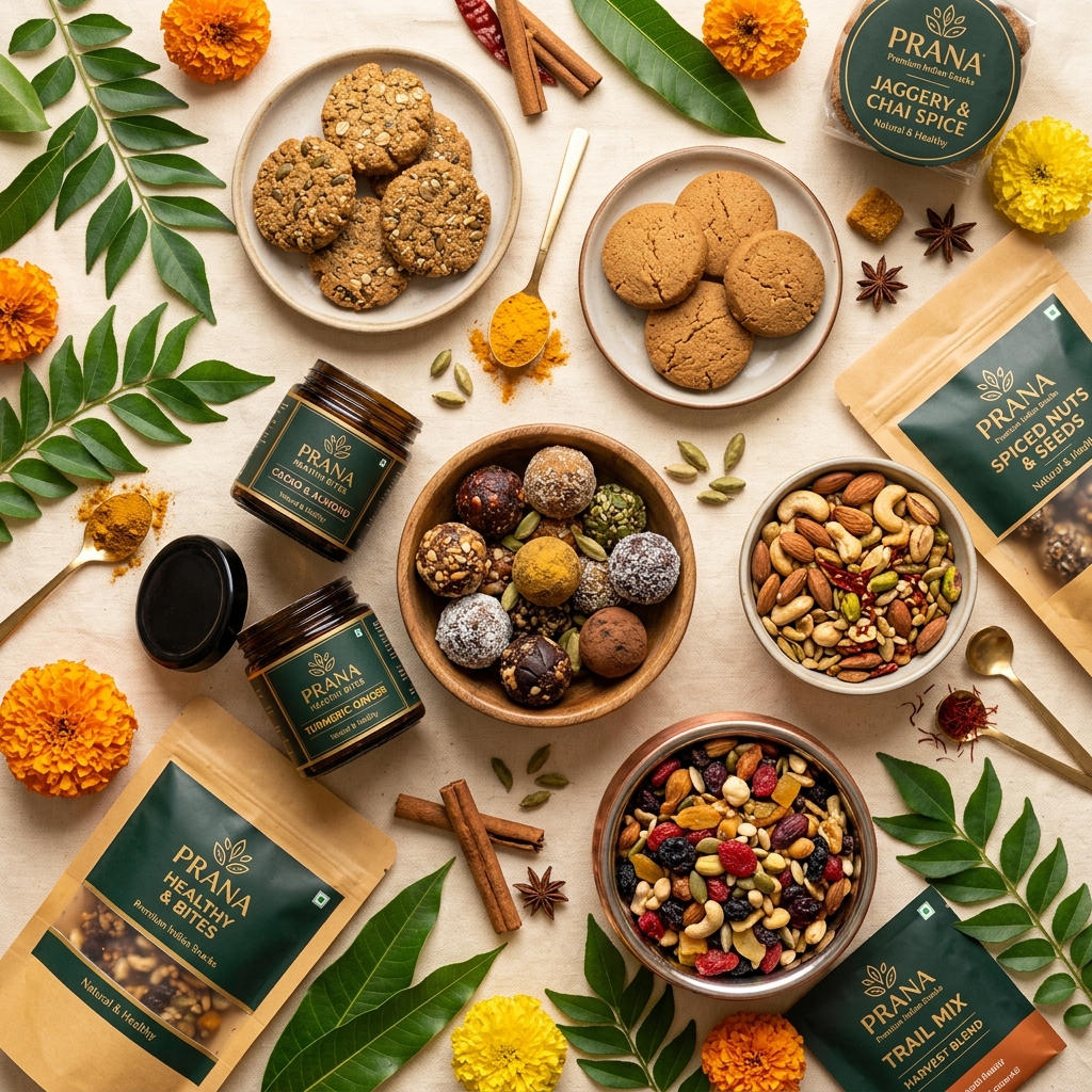 GuiltFree premium healthy snack collection — protein ladoos, millet cookies and trail mix